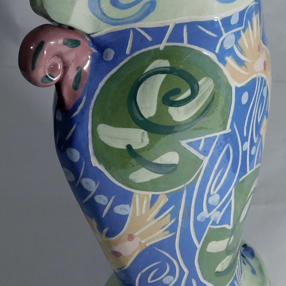 Studio Pottery VASE - Colorful Arts and Crafts Vase signed \
